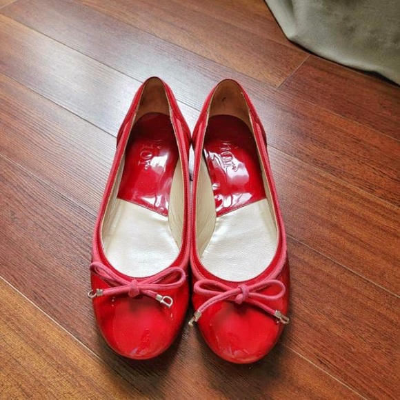 CHRISTIAN DIOR Vertigo red patent leather ballerina flats suede pink detail - Picture 6 of 11